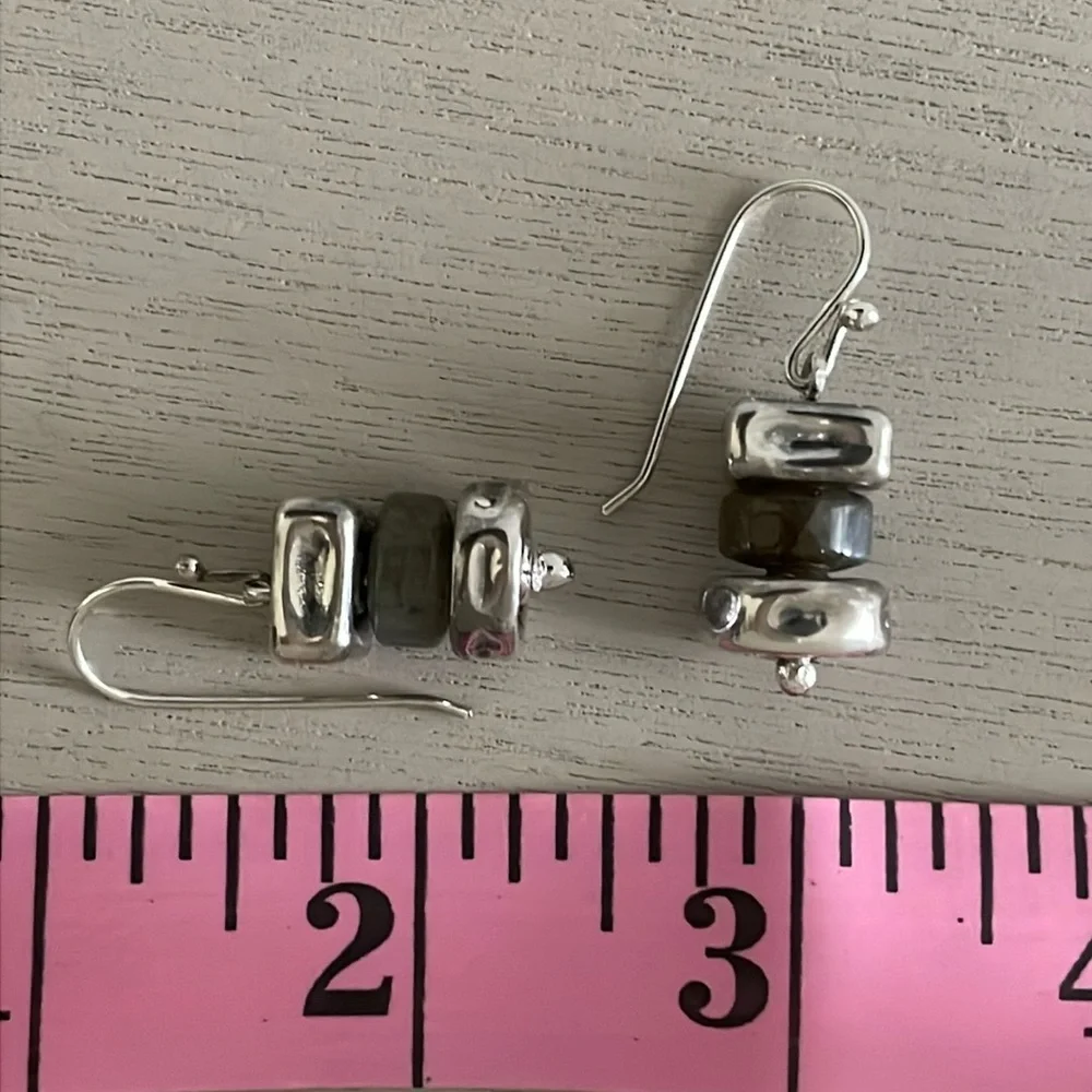 HTF Vintage Silpada Sterling Silver & Labradorite French Wire Earrings W0724